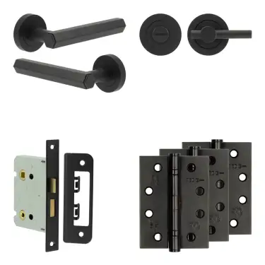 Click Here To Enlarge This Photo Of JV849MB Frelan Hardware Jedo Complete 'Hex' Door Handle Pack - Internal Doors - Matt Black