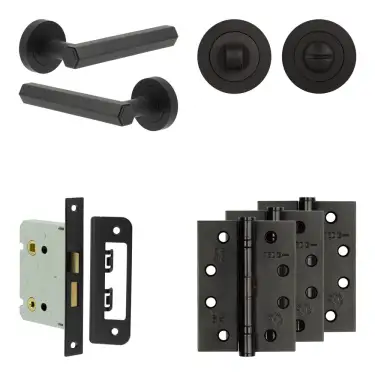 Click Here To Enlarge This Photo Of JV849MB Frelan Hardware Jedo Complete 'Hex' Door Handle Pack - Internal Doors - Matt Black