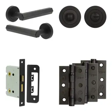 Click Here To Enlarge This Photo Of JV849MB Frelan Hardware Jedo Complete 'Hex' Door Handle Pack - Internal Doors - Matt Black
