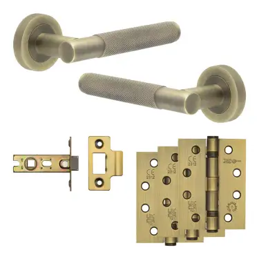 Click Here To Enlarge This Photo Of JV850AB Frelan Hardware Jedo Complete 'Bari' Door Handle Pack - Internal Doors - Antique Brass