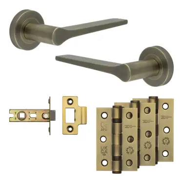 Click Here To Enlarge This Photo Of JV851AB Frelan Hardware Jedo Complete 'Gio' Door Handle Pack - Internal Doors - Antique Brass