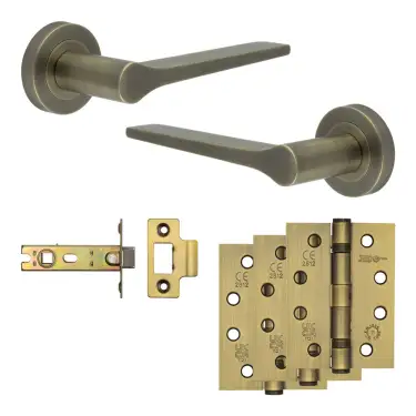 Click Here To Enlarge This Photo Of JV851AB Frelan Hardware Jedo Complete 'Gio' Door Handle Pack - Internal Doors - Antique Brass
