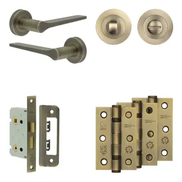 Click Here To Enlarge This Photo Of JV851AB Frelan Hardware Jedo Complete 'Gio' Door Handle Pack - Internal Doors - Antique Brass