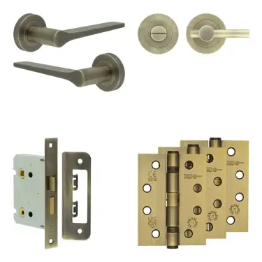 Click Here To Enlarge This Photo Of JV851AB Frelan Hardware Jedo Complete 'Gio' Door Handle Pack - Internal Doors - Antique Brass