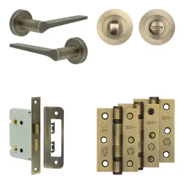Click Here To Enlarge This Photo Of JV851AB Frelan Hardware Jedo Complete 'Gio' Door Handle Pack - Internal Doors - Antique Brass