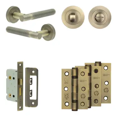 Click Here To Enlarge This Photo Of JV852AB Frelan Hardware Jedo Complete 'Venice' Door Handle Pack - Internal Doors - Antique Brass