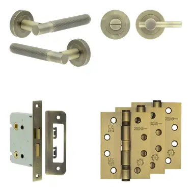 Click Here To Enlarge This Photo Of JV852AB Frelan Hardware Jedo Complete 'Venice' Door Handle Pack - Internal Doors - Antique Brass