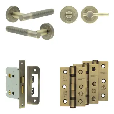 Click Here To Enlarge This Photo Of JV852AB Frelan Hardware Jedo Complete 'Venice' Door Handle Pack - Internal Doors - Antique Brass
