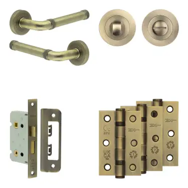 Click Here To Enlarge This Photo Of JV853AB Frelan Hardware Jedo Complete 'Midtown' Door Handle Pack - Internal Doors - Antique Brass