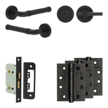 Click Here To Enlarge This Photo Of JV853MB Frelan Hardware Jedo Complete 'Midtown' Door Handle Pack - Internal Doors - Matt Black