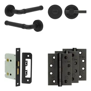 Click Here To Enlarge This Photo Of JV853MB Frelan Hardware Jedo Complete 'Midtown' Door Handle Pack - Internal Doors - Matt Black