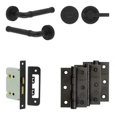 Click Here To Enlarge This Photo Of JV853MB Frelan Hardware Jedo Complete 'Midtown' Door Handle Pack - Internal Doors - Matt Black