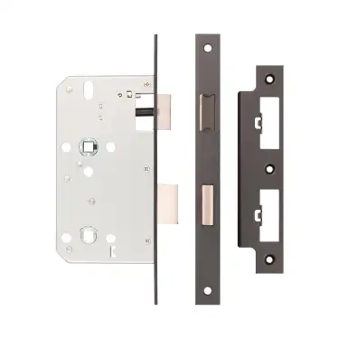 Click Here To Enlarge This Photo Of JL-DB60DB Frelan Hardware Jedo DIN Bathroom Lock 60mm Backset &lpar;78mm c&sol;c&rpar; with Square Corners - Dark Bronze