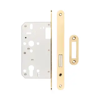 JL-DD60RSB Frelan Hardware Jedo DIN Euro Profile Deadlock 60mm Backset with Radius Corners - Satin Brass