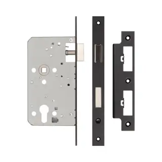 JL-DE60MB Frelan Hardware Jedo DIN Euro Profile Escape Lock 60mm Backset &lpar;72mm c&sol;c&rpar; with Square Corners - Black
