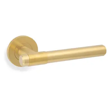 Click Here To Enlarge This Photo Of AW241SBPVD - Alexander & Wilks Plain Kingston Lever on Round Rose - Satin Brass PVD