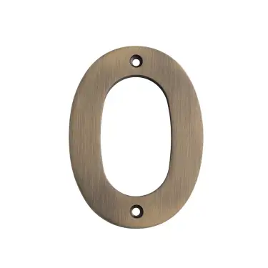 Click Here To Enlarge This Photo Of NUM10100AB - Carlisle Brass Eurospec 100mm Screw Fix Numeral '0' - Antique Brass