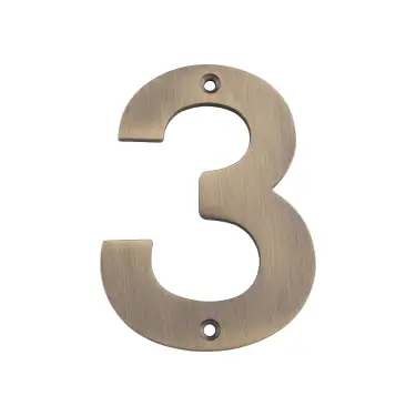 Click Here To Enlarge This Photo Of NUM10103AB - Carlisle Brass Eurospec 100mm Screw Fix Numeral '3' - Antique Brass