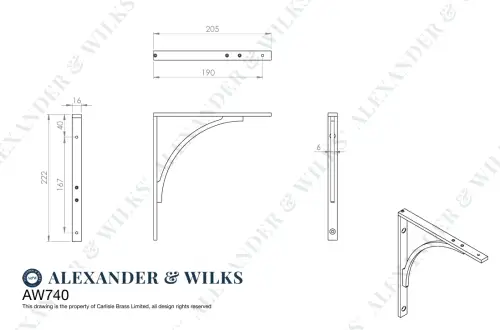 Click Here To Enlarge This Photo Of AW740AB - Alexander & Wilks Eden Solid Brass Shelf Bracket 205mm x 220mm - Antique Brass