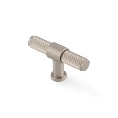 Click Here To Enlarge This Photo Of AW838R-80-SNPVD - Alexander & Wilks Kingston Reeded T-Bar Cupboard Knob 80mm - Satin Nickel PVD