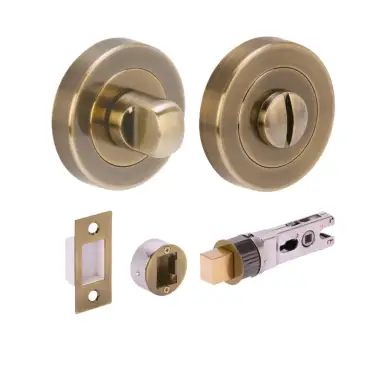 Click Here To Enlarge This Photo Of H2954ABR - Hunta 'Antique Bronze Bathroom Turn & Release Bullet Deadbolt Doorpack &lpar;57mm Backset&rpar;