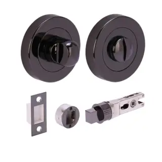 H2954BNL - Hunta Black Nickel Bathroom Turn & Release Bullet Deadbolt Doorpack &lpar;57mm Backset&rpar;