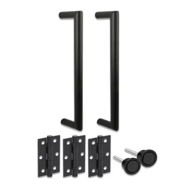 Click Here To Enlarge This Photo Of H2996BM - Hunta Matt Black Mitred 300mm x 19mm Back to Back Round Pull Handle Mag Pack with 3" Ball Bearing Hinges