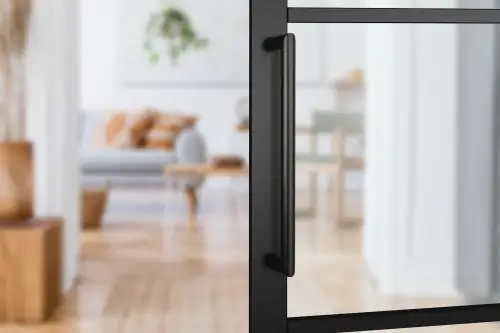 Click Here To Enlarge This Photo Of H2996BM - Hunta Matt Black Mitred 300mm x 19mm Back to Back Round Pull Handle Mag Pack with 3" Ball Bearing Hinges