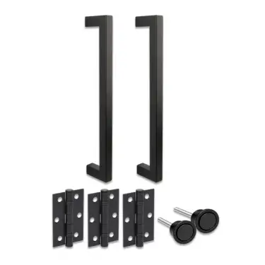 Click Here To Enlarge This Photo Of H2997BM - Hunta Matt Black Squared 300mm x 20mm Back to Back Squared Pull Handle Mag Pack with 3" Ball Bearing Hinges