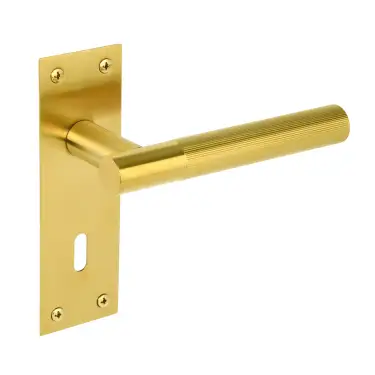 Click Here To Enlarge This Photo Of H2251SB - Hunta Levada Linear Lever Lock on Flat Plate Satin Brass