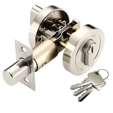 Click Here To Enlarge This Photo Of H1501SNP - Hunta Satin Nickel Euro Profile Locking Deadbolt with Thumbturn Lock Set