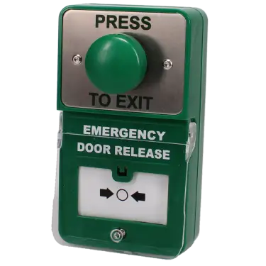Click Here To Enlarge This Photo Of AS11409 - ASEC Dual Unit Combined Exit Button and Call Point - Green