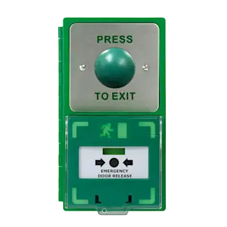 L33963 - ICS Dual Unit MCP110 Call Point With Green Dome Exit Button &lpar;Vertical&rpar; DBB-H-04-110-V