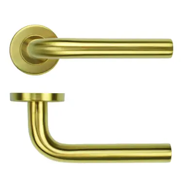 Click Here To Enlarge This Photo Of ZCS2020G3PVDSB Zoo Hardware 19mm Radius Lever on Round Rose - 52mm x 8mm &lpar;Grade 201&rpar; PVD Satin Brass