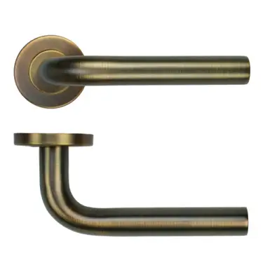 Click Here To Enlarge This Photo Of ZCS2020G3AB Zoo Hardware 19mm Radius Lever on Round Rose - 52mm x 8mm &lpar;Grade 201&rpar; Antique Brass