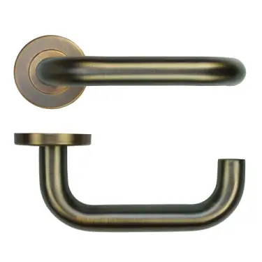 Click Here To Enlarge This Photo Of ZCS2030G3AB Zoo Hardware 19mm Return to Door Lever on Round Rose - 52mm x 8mm &lpar;Grade 201&rpar; Antique Brass