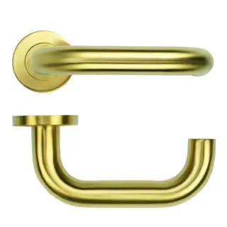 ZCS2080G3PVDSB Zoo Hardware 22mm Return to Door Lever on Round Rose - 52mm x 8mm &lpar;Grade 201&rpar; PVD Satin Brass