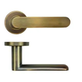 ZCS2090G3AB Zoo Hardware 19mm Arched Lever on Round Rose - 52mm x 8mm &lpar;Grade 201&rpar; Antique Brass