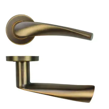 Click Here To Enlarge This Photo Of ZCS2140G3AB Zoo Hardware Twist Lever on Round Rose - 52mm x 8mm &lpar;Grade 201&rpar; Antique Brass