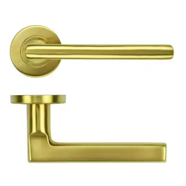Click Here To Enlarge This Photo Of ZCS2180G3PVDSB Zoo Hardware Modern Lever on Round Rose - 52mm x 8mm &lpar;Grade 201&rpar; PVD Satin Brass