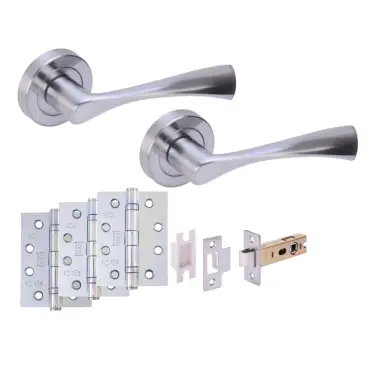 Click Here To Enlarge This Photo Of H6151SCP - Hunta 'Zena' Satin Chrome Passage Premium Latch Doorpack with 4" Fire Door Ball Bearing Hinges &lpar;57mm Backset&rpar;