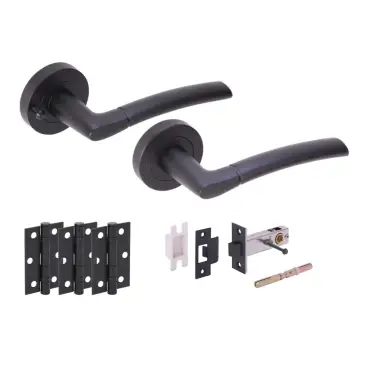 Click Here To Enlarge This Photo Of H2848BM - Hunta 'Nemo' Matt Black Privacy Premium Latch Doorpack with 3" Ball Bearing Hinges &lpar;57mm Backset&rpar;