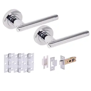 H6101PCP - Hunta 'Solus' Polished Chrome Passage Premium Latch Doorpack with 3" Ball Bearing Hinges &lpar;57mm Backset&rpar;