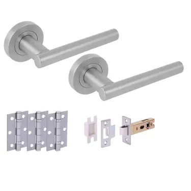 Click Here To Enlarge This Photo Of H6101SCP - Hunta 'Solus' Satin Chrome Passage Premium Latch Doorpack with 3" Ball Bearing Hinges &lpar;57mm Backset&rpar;