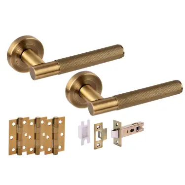 Click Here To Enlarge This Photo Of H6104MBR - Hunta 'Vida' Matt Bronze Passage Premium Latch Doorpack with 3" Ball Bearing Hinges &lpar;57mm Backset&rpar;