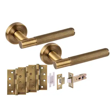 Click Here To Enlarge This Photo Of H6106MBR - Hunta 'Vida' Matt Bronze Passage Premium Latch Doorpack with 4" Fire Door Ball Bearing Hinges &lpar;57mm Backset&rpar;