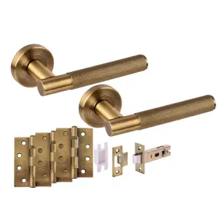 H6106MBR - Hunta 'Vida' Matt Bronze Passage Premium Latch Doorpack with 4" Fire Door Ball Bearing Hinges &lpar;57mm Backset&rpar;