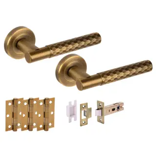 H6107MBR - Hunta 'Roca' Matt Bronze Passage Premium Latch Doorpack with 3" Ball Bearing Hinges &lpar;57mm Backset&rpar;