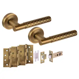 H6109MBR - Hunta 'Roca' Matt Bronze Passage Premium Latch Doorpack with 4" Fire Door Ball Bearing Hinges &lpar;57mm Backset&rpar;