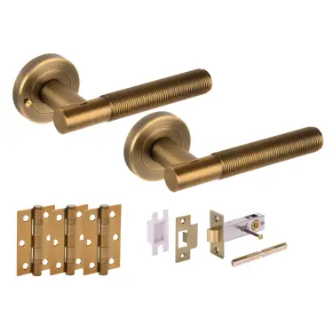 Click Here To Enlarge This Photo Of H6111MBR - Hunta 'Halo' Matt Bronze Privacy Premium Latch Doorpack with 3" Ball Bearing Hinges &lpar;57mm Backset&rpar;